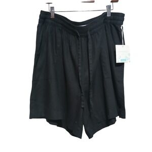 Cynthia Rowley New York Women's Black Linen‎ Blend Course Shorts 2X Plus Size